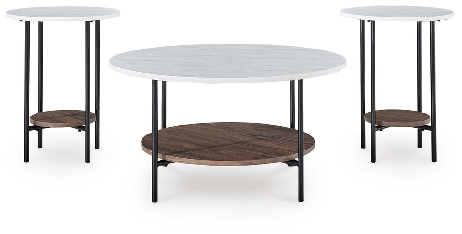 Wrenwich - Juego de mesa auxiliar marrón/negro/blanco (juego de 3)