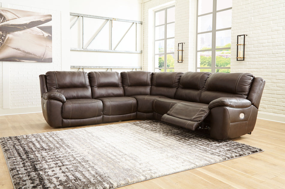 Dunleith - Chocolate - Seccional reclinable eléctrico de 5 piezas