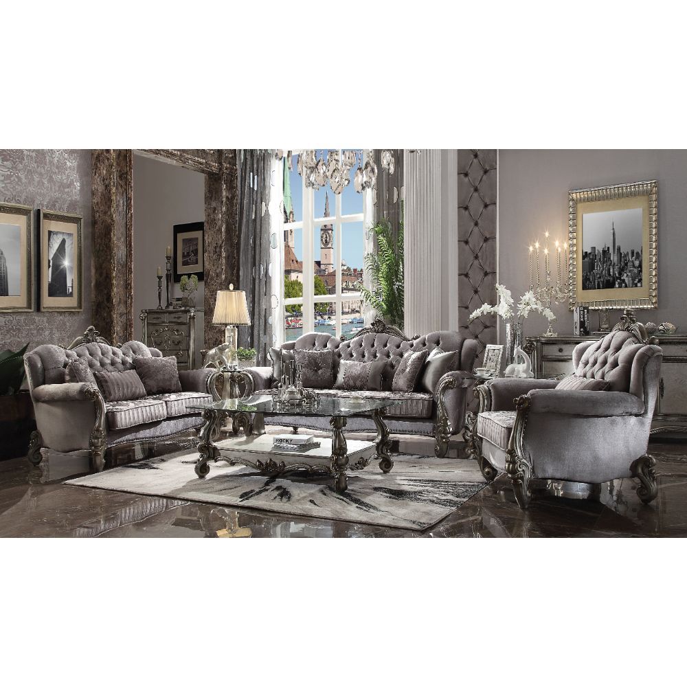 Versalles - Silla - Terciopelo y platino antiguo - 46"