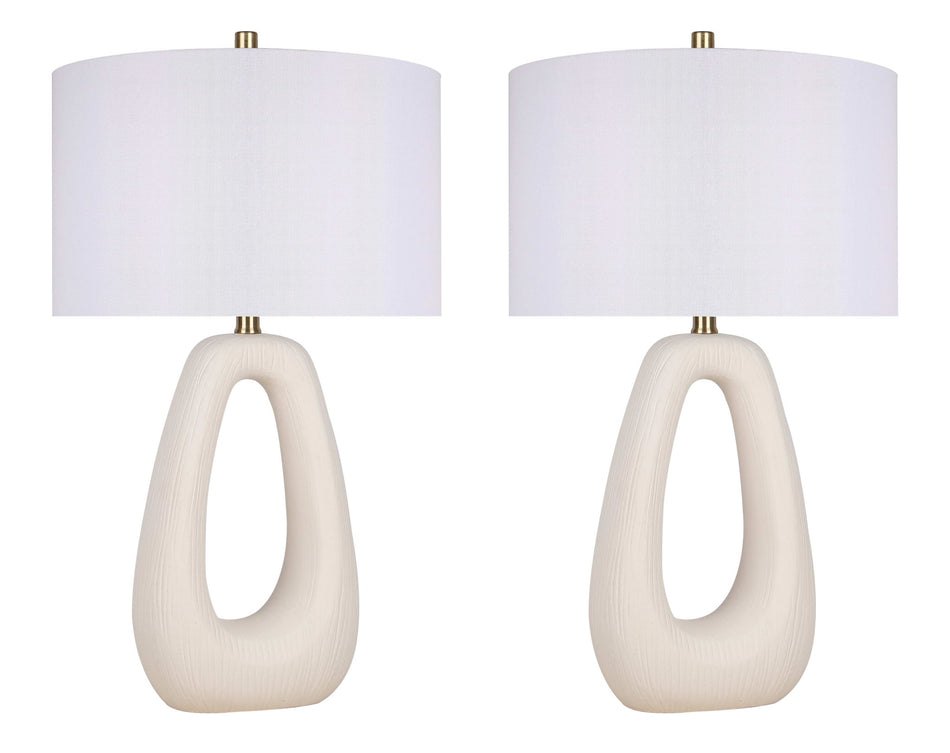 "Serenity Loop" Ceramic Table Lamp (Set of 2) - Textured White