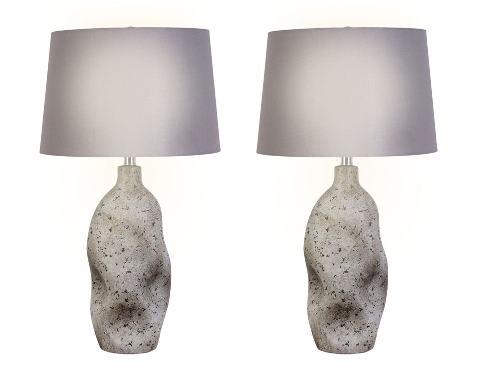 "Stonehaven Elegance" Ceramic Table Lamp (Set of 2) - Natural Stone