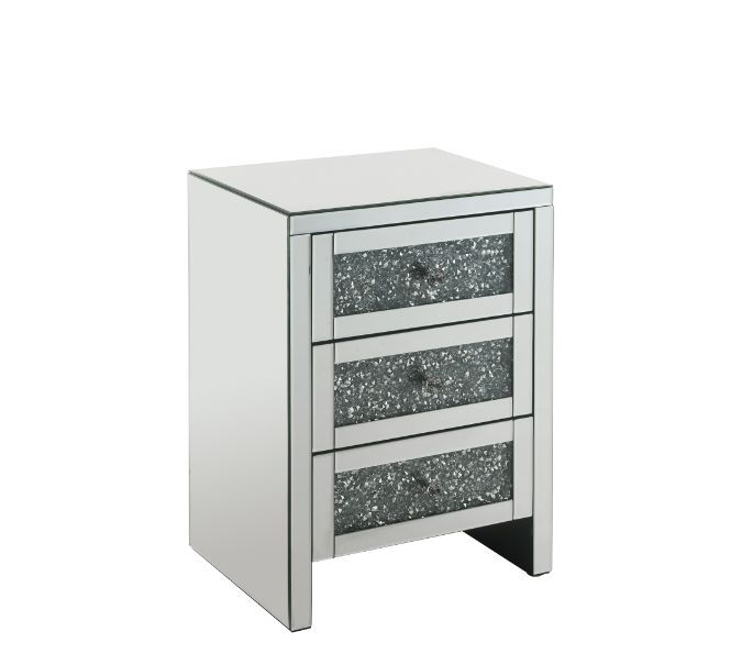 Noralie - Mesa auxiliar - Espejo y diamantes falsos - 26"