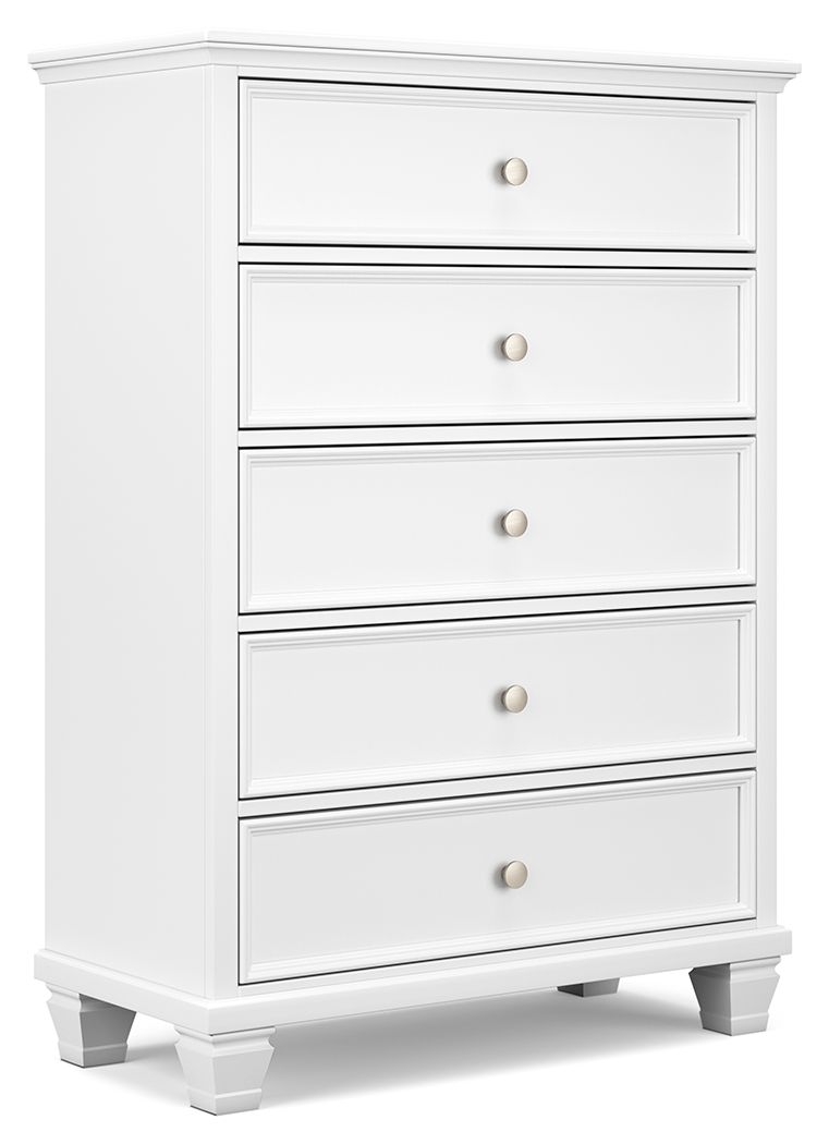 Cómoda Fortman de cinco cajones, color blanco