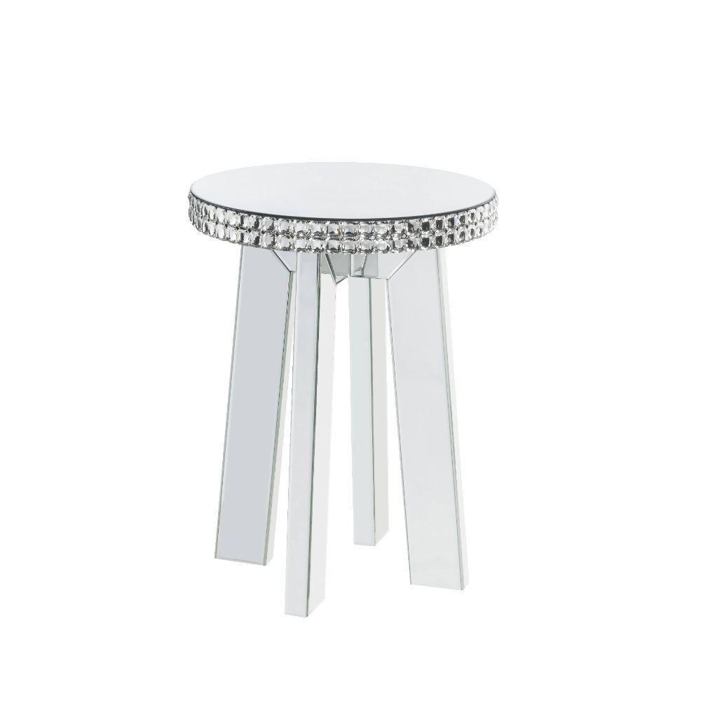 Mesa auxiliar Lotus con espejo y cristales de imitación