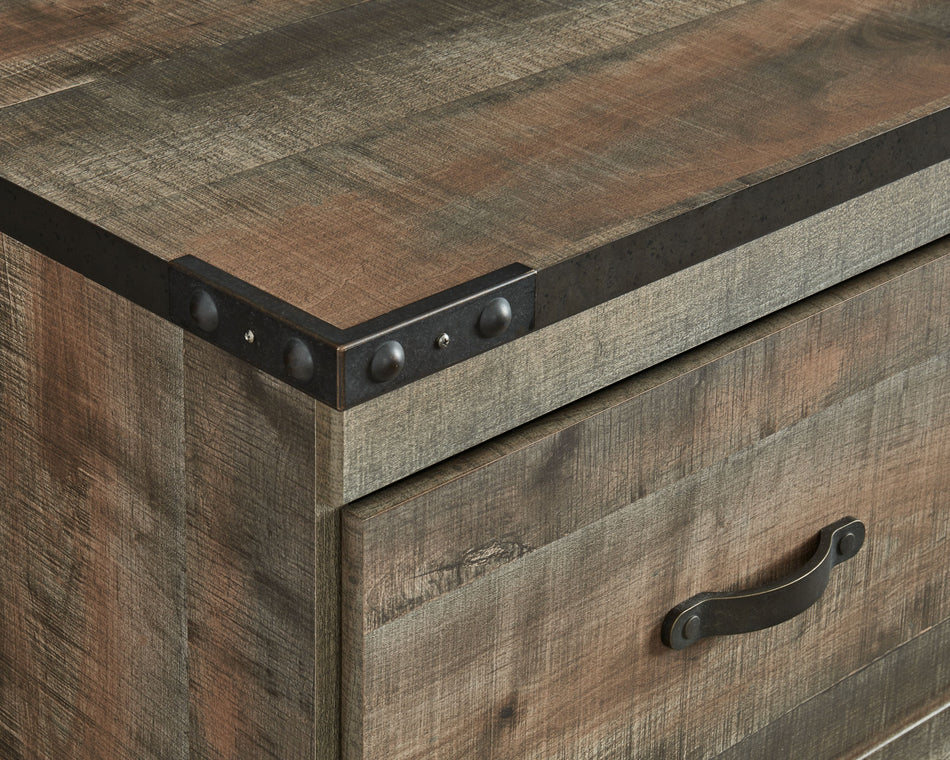 Trinell - Marrón - Mueble de TV con chimenea eléctrica