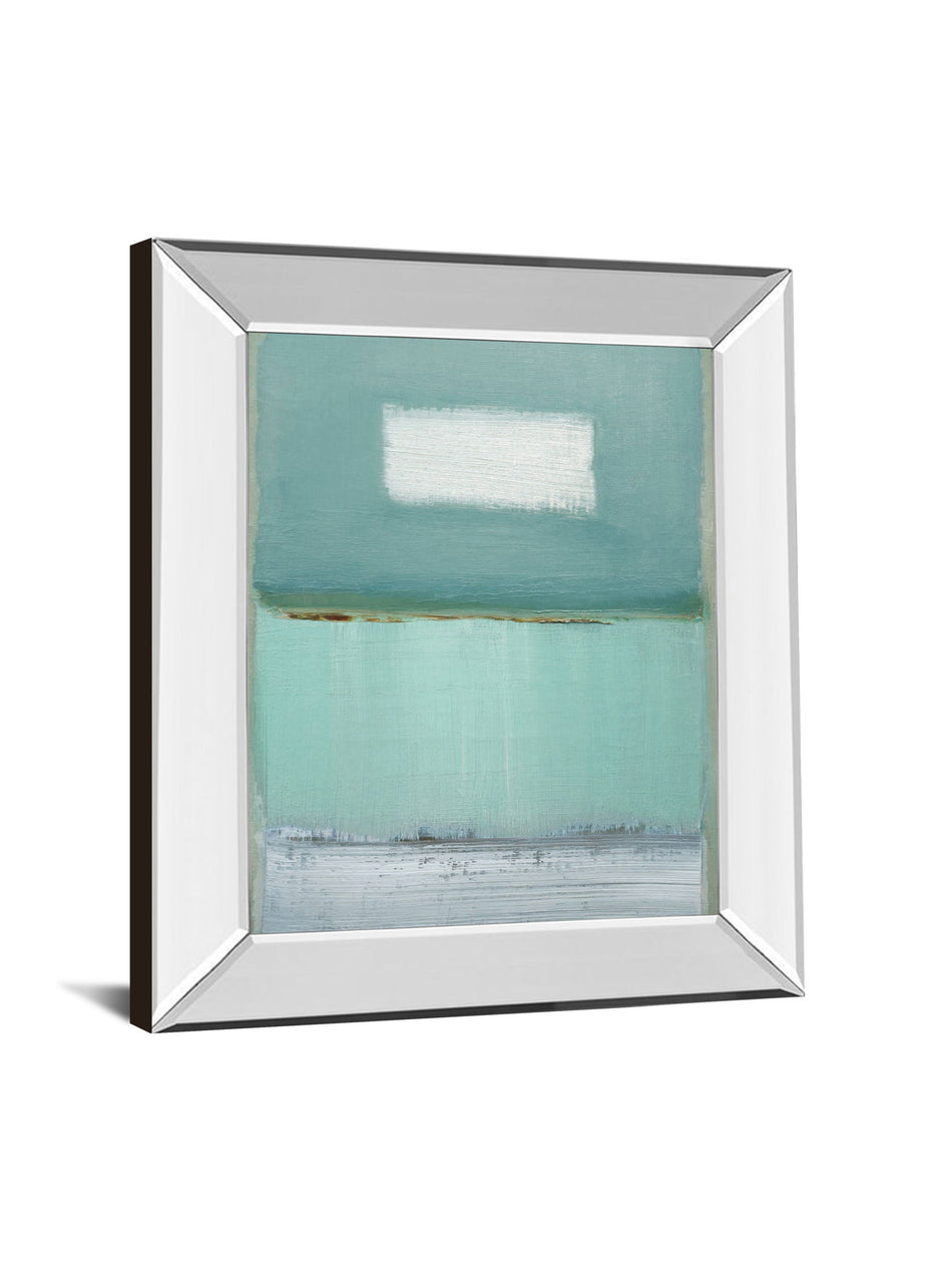 Azure 1 By Caroline - Mirror Framed Print Wall Art - Light Blue