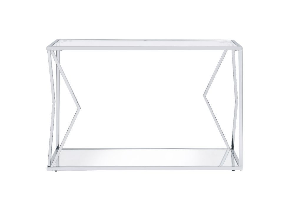Virtue - Mesa de sofá - Acabado en vidrio transparente y cromo
