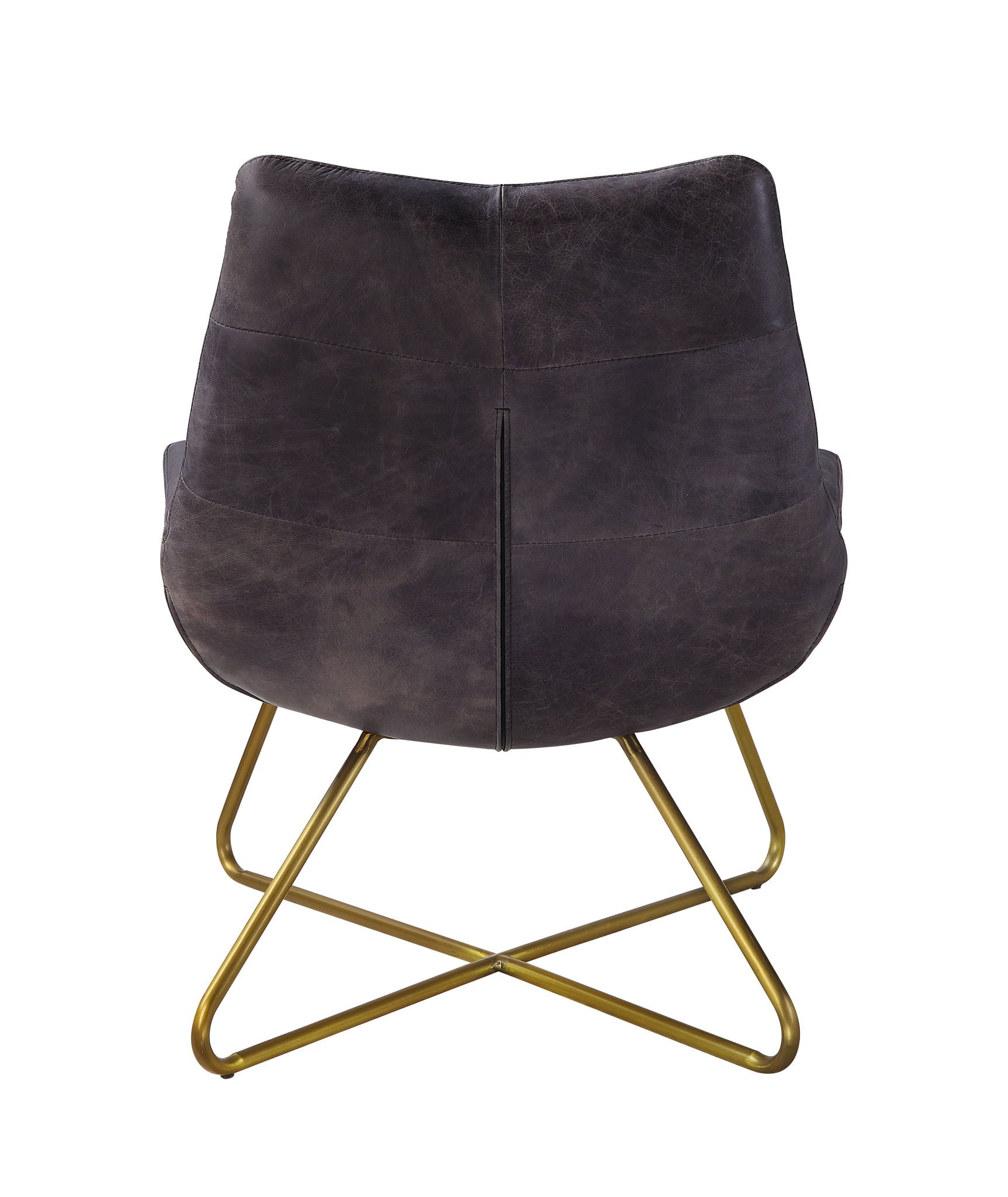Sillón decorativo Dhalsim: cuero de grano superior color ébano antiguo