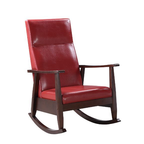 Raina - Mecedora - PU rojo y acabado espresso