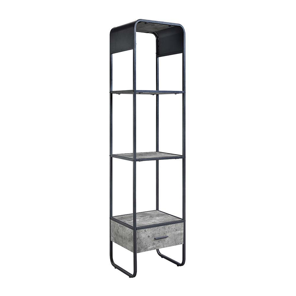 Raziela - TV Stand Side Pier - Concrete Gray & Black