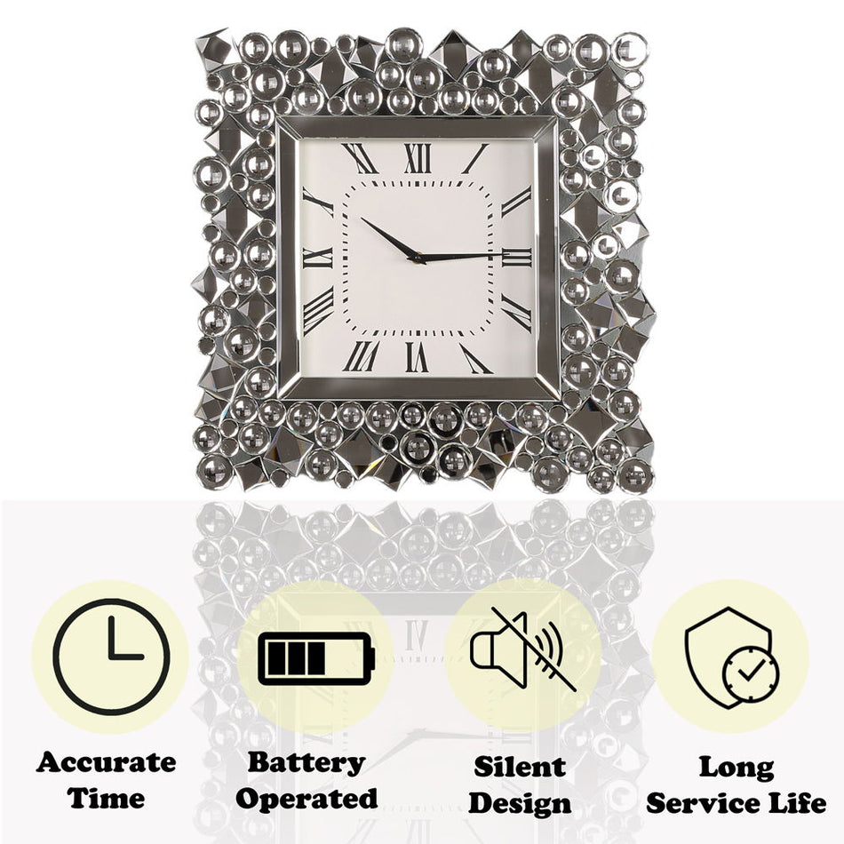 Kachina - 19" Wall Clock - Mirrored & Faux Gems