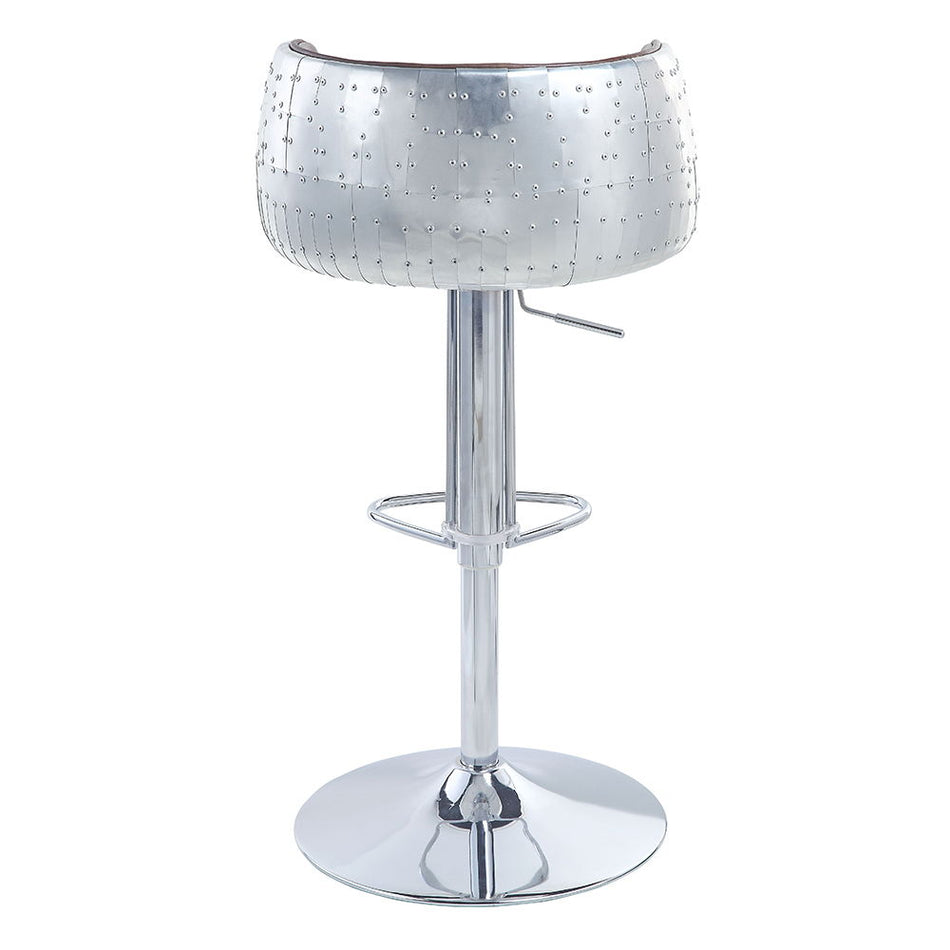Taburete Brancaster - Cuero de grano superior marrón vintage y aluminio - 41"