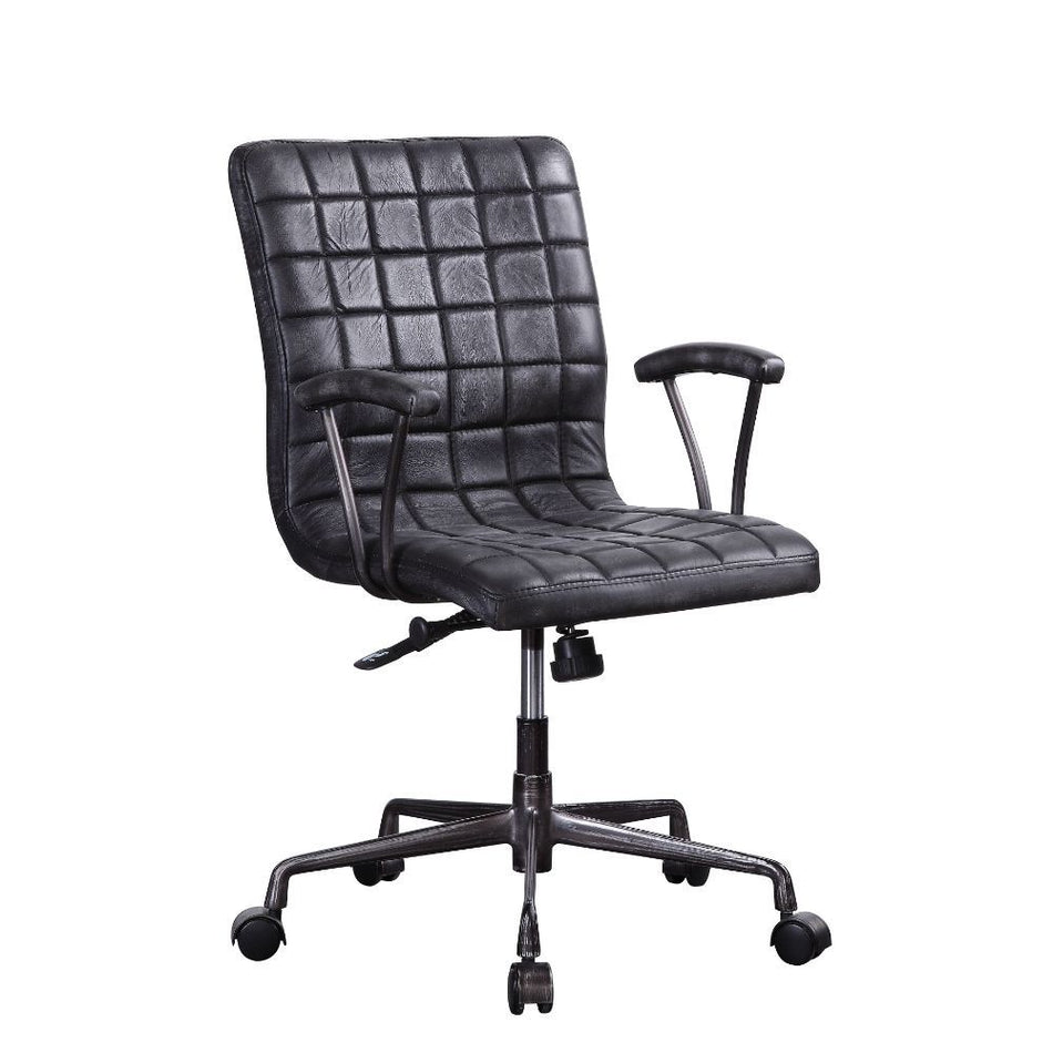 Barack - Office Chair - Vintage Black Top Grain Leather & Aluminum