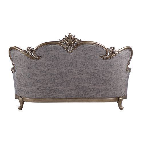 Elozzol - Sofá con 5 almohadas - Acabado en tela y bronce antiguo - 54"