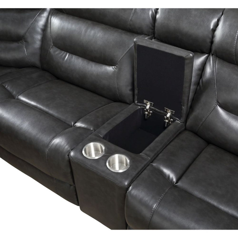 Imogen - Power Motion Sectional Sofa With USB - Gray Leather-Aire