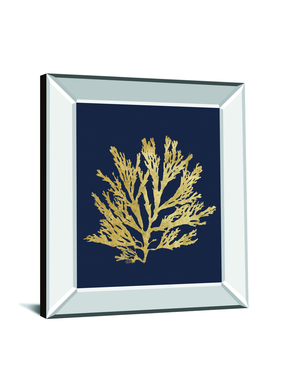 Pacific Sea Mosses I Indigo By Wild Apple Portfolio - Mirror Framed Print Wall Art - Black