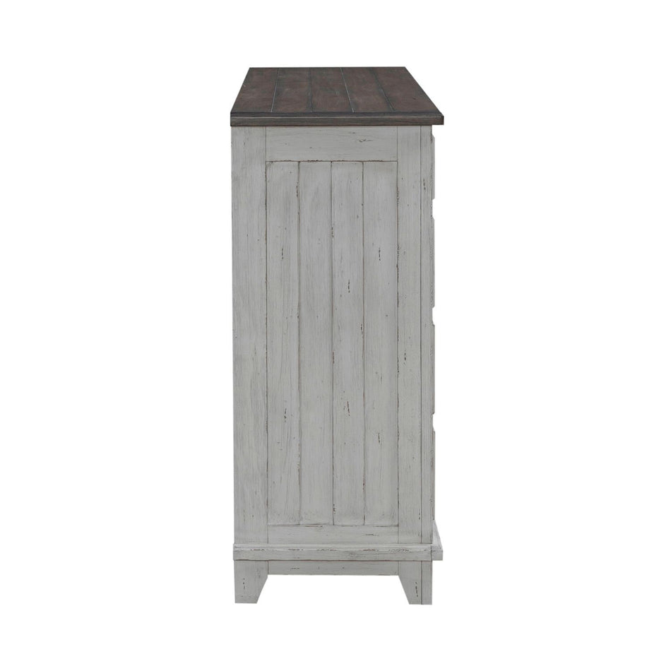 River Place - 2 Door 9 Drawer Dresser - Riverstone White & Tobacco