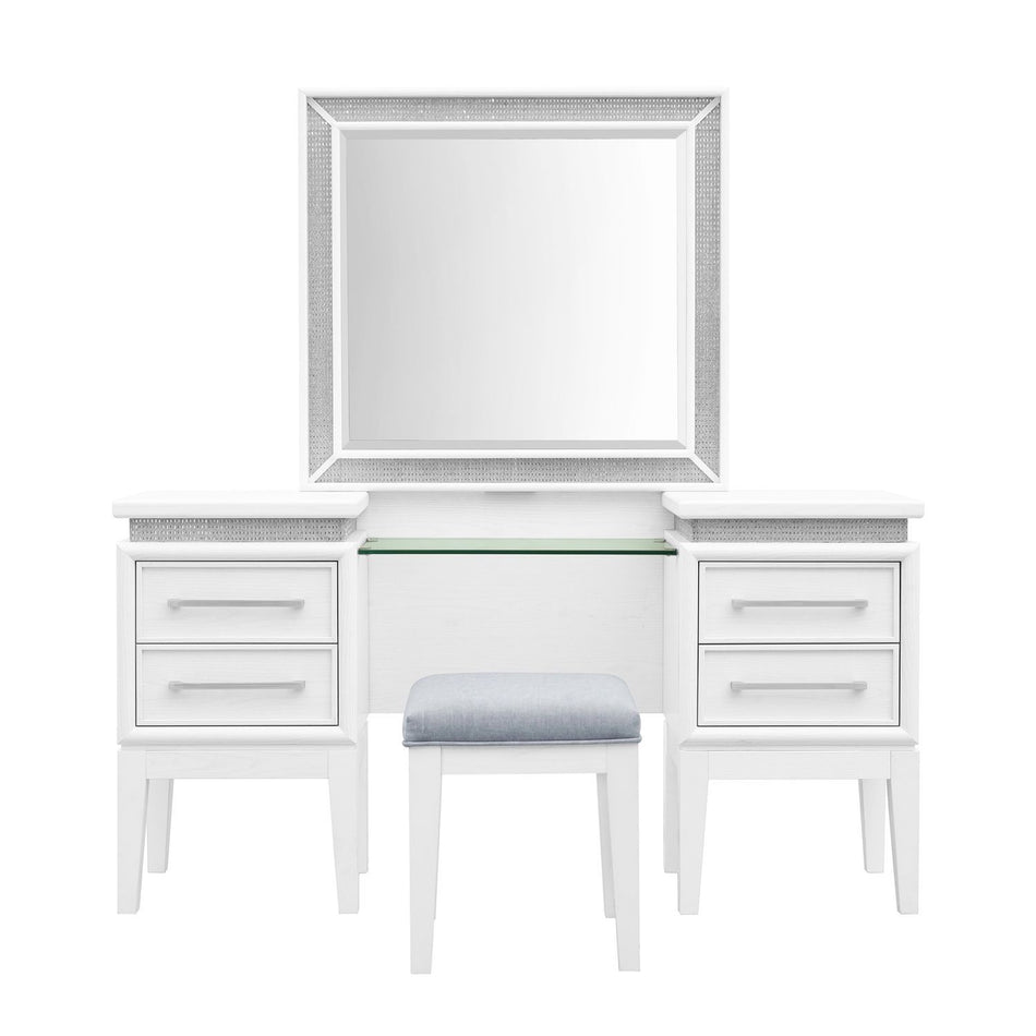 Reflections - 3 Piece Vanity Set - Pearl White & Rhinestone