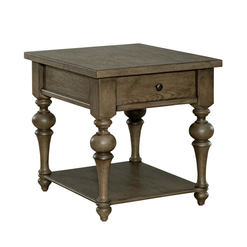 Americana Farmhouse - Drawer End Table - Light Brown