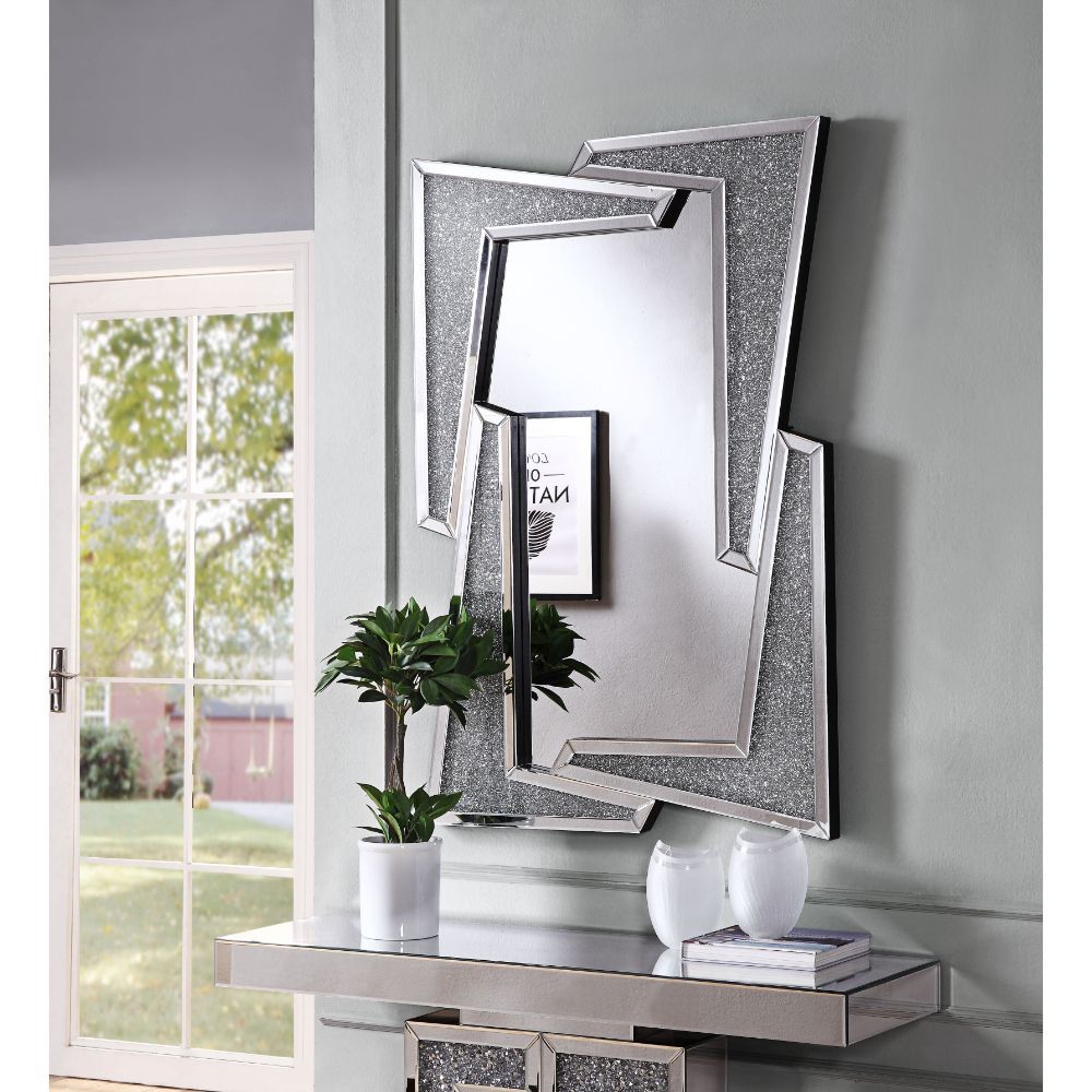 Noralie - Decoración de pared - Espejos y diamantes falsos - Vidrio - 47"