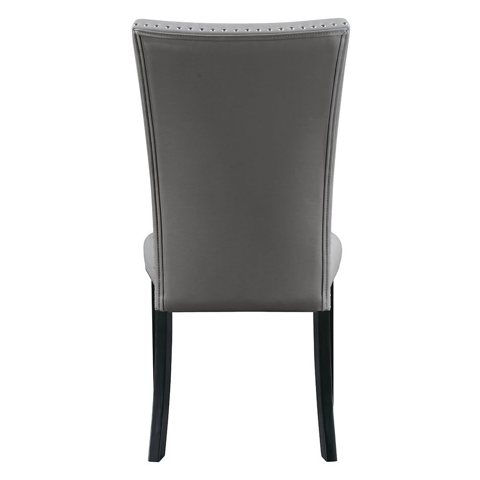 Caralin - Side Chair (Set of 2) - Gray Synthetic Leather & Black
