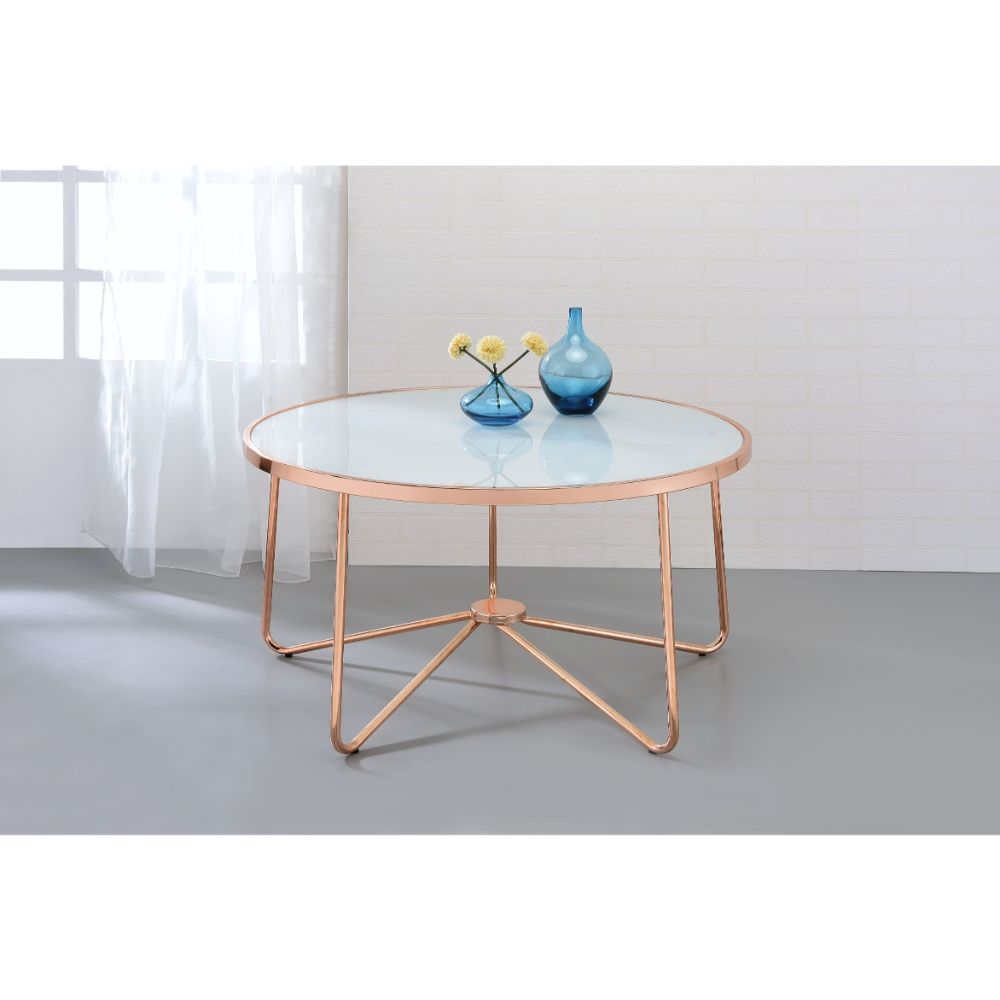 Alivia - Mesa de centro - Oro rosa y vidrio esmerilado