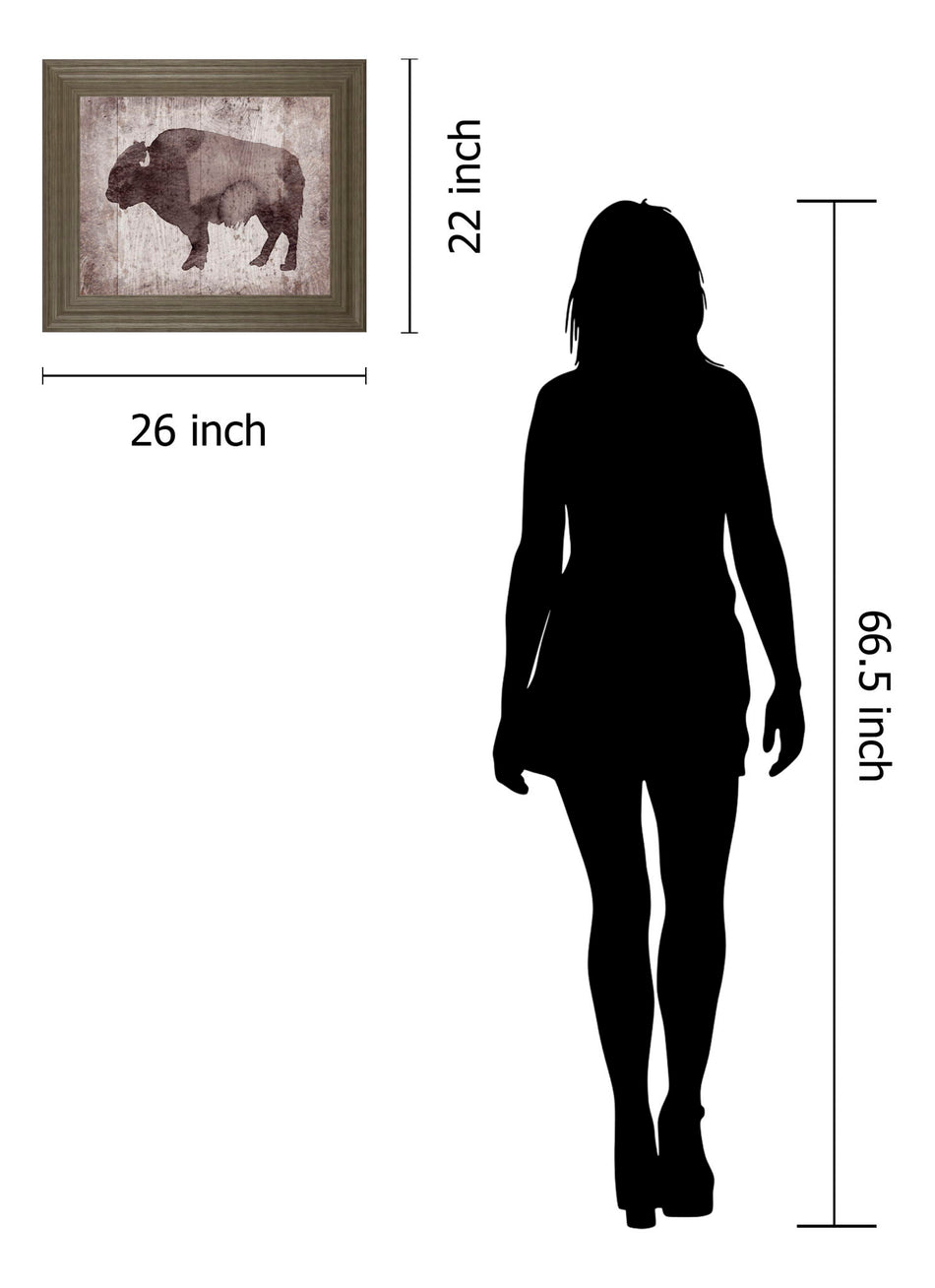 Wildness II-timber By Sandra Jacobs - Framed Bison Print Wall Art - Dark Brown