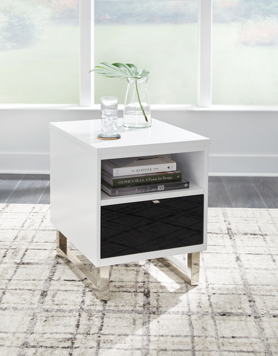Mesa auxiliar con silla Gardoni - Blanco/Negro
