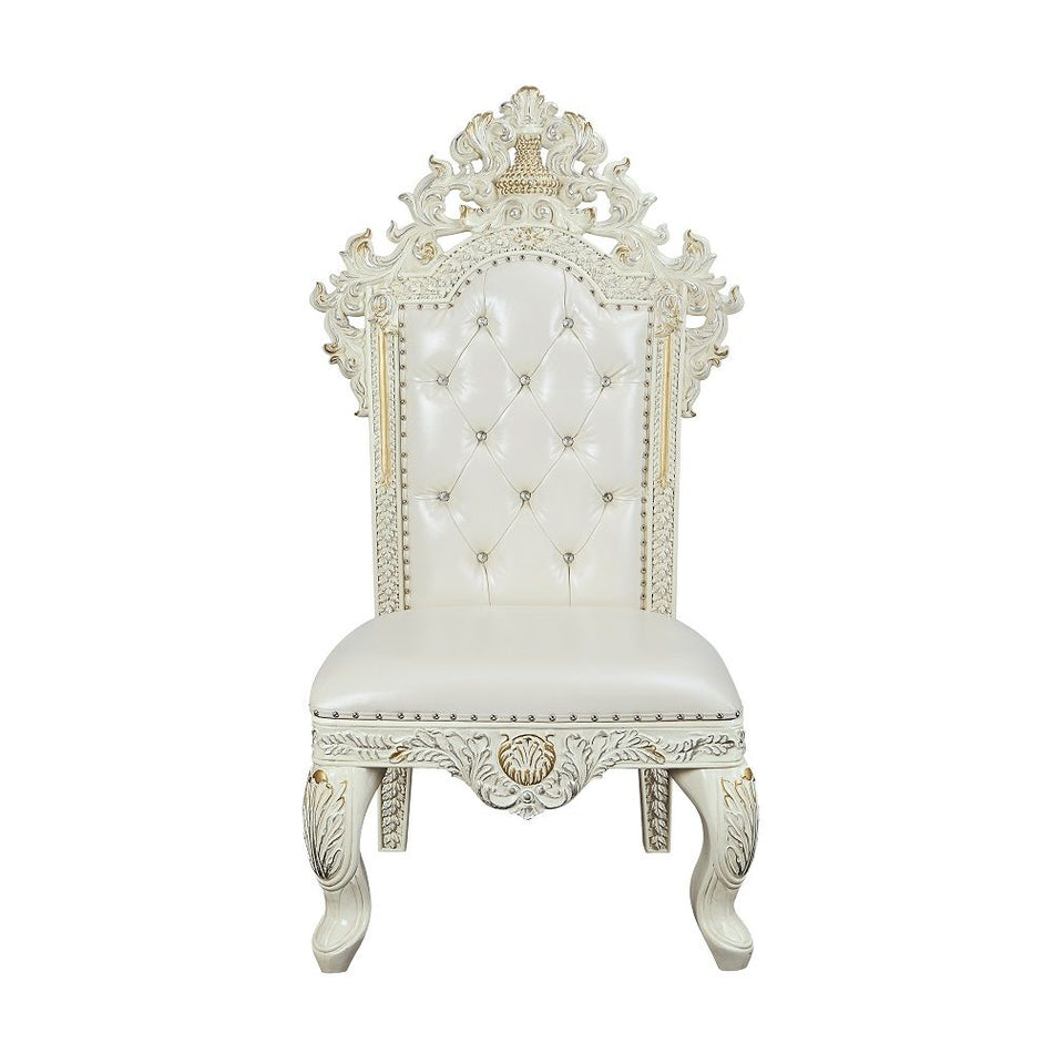 Adara - Side Chair (Set of 2) - Pearl White Synthetic Leather & Antique White