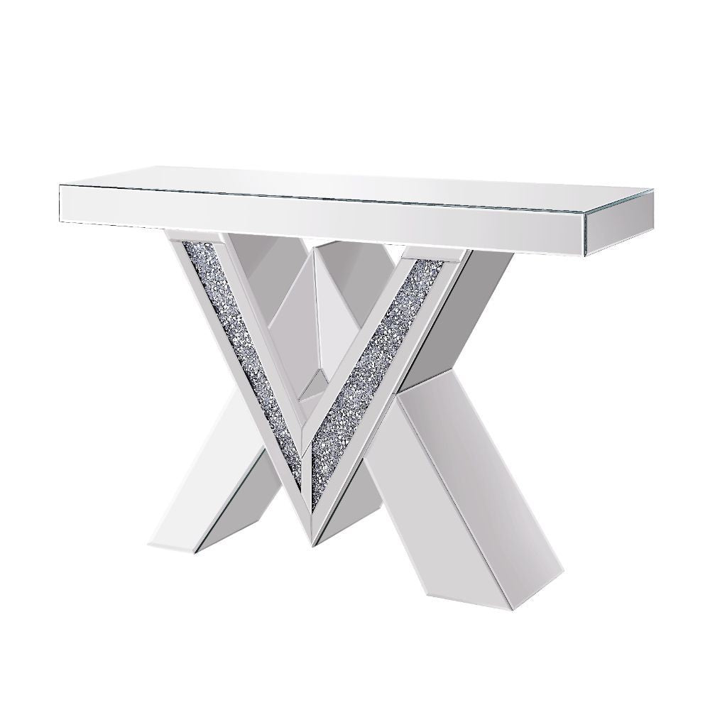 Noralie - Mesa auxiliar - Espejo y diamantes falsos - 31"