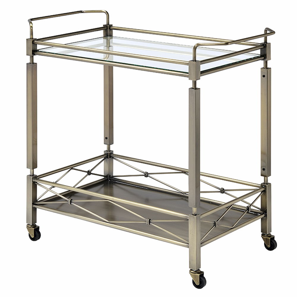 Matiesen - Carrito de servicio - Oro antiguo y cristal transparente