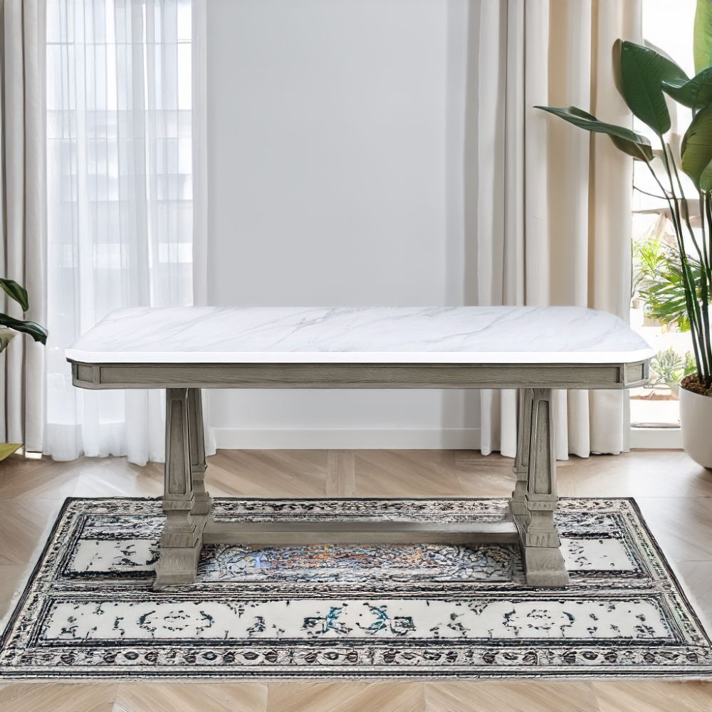 Zumala - Mesa de comedor - Acabado en mármol y roble desgastado