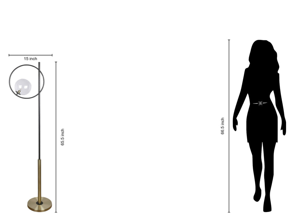 "Glass Orbs" Metal Floor Lamp - Matte Black / Soft Gold / Clear