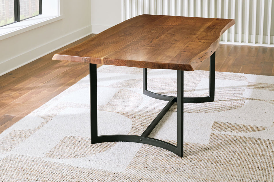 Mesa de comedor rectangular Fortmaine en marrón y negro