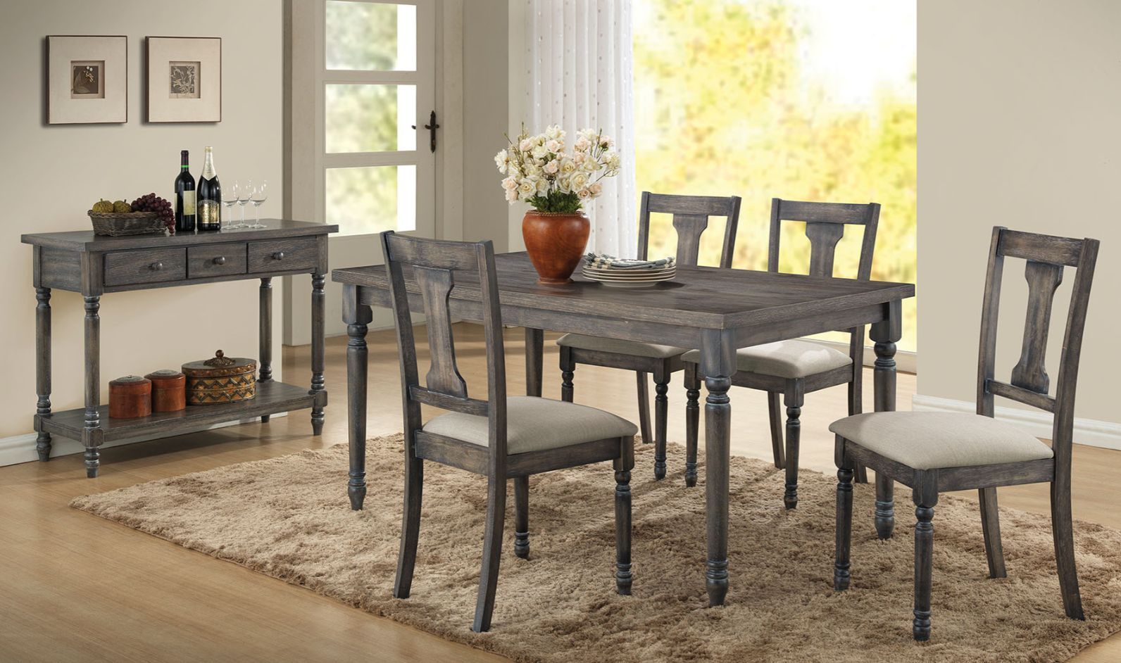 Mesa de comedor Wallace en gris desgastado