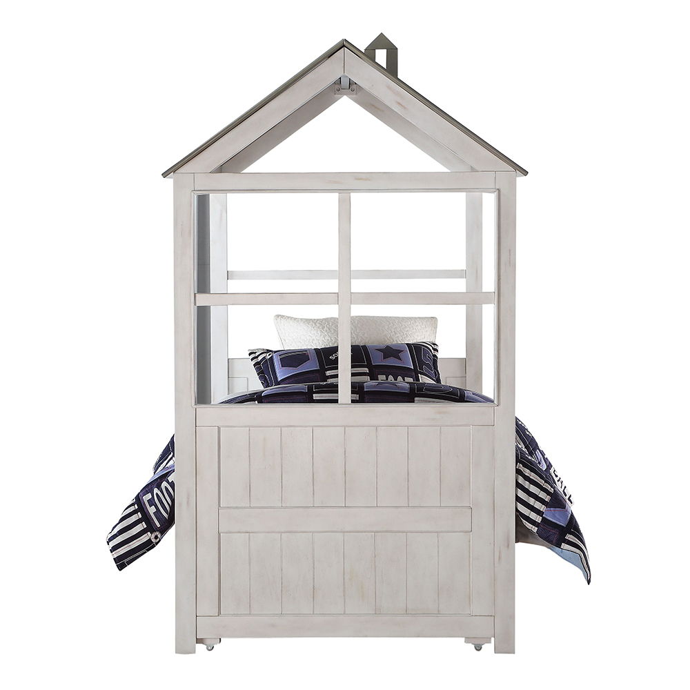 Casa del árbol II - Cama doble - Blanco desgastado y gris lavado