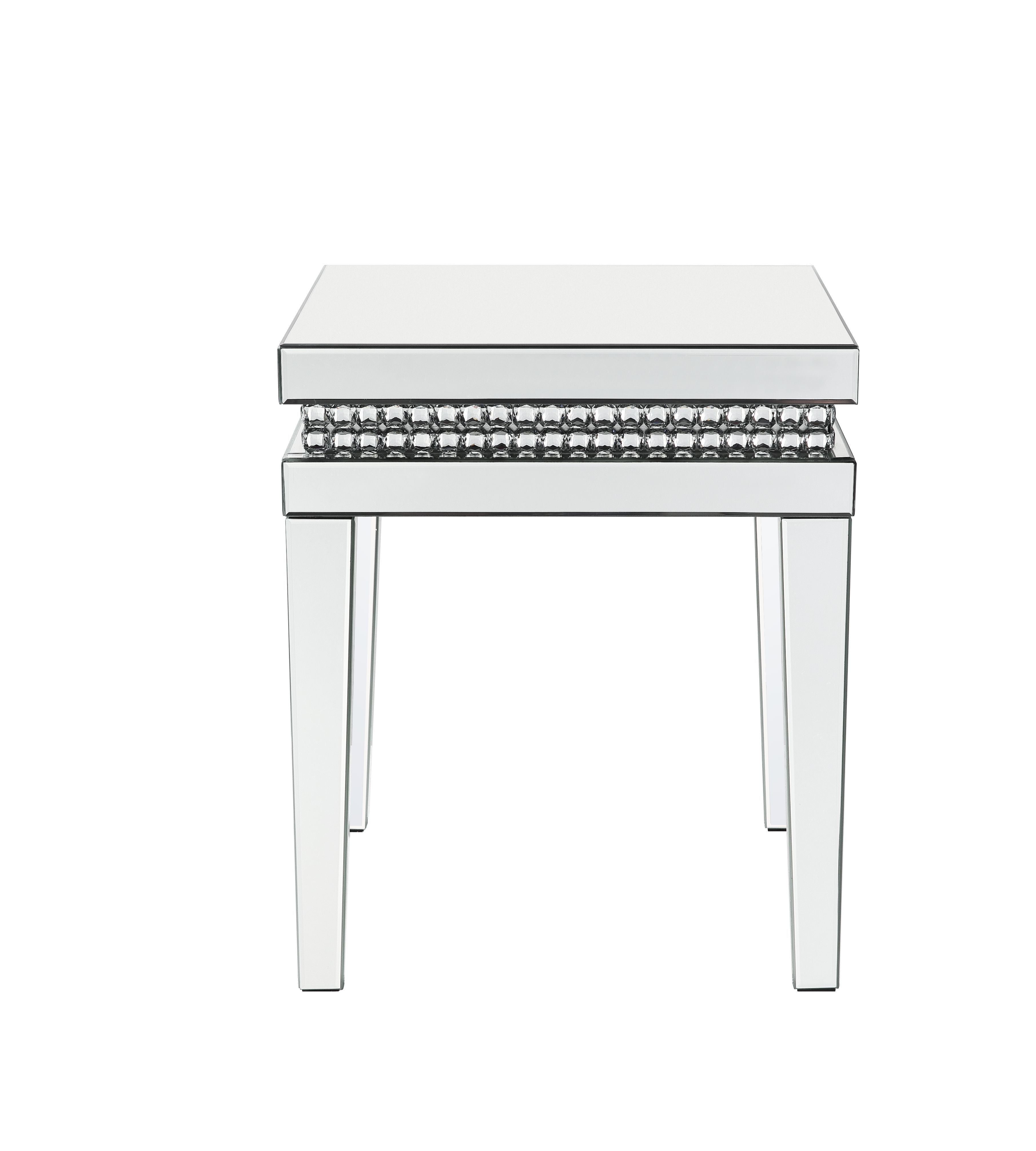 Mesa auxiliar Lotus con espejo e incrustaciones de cristales falsos