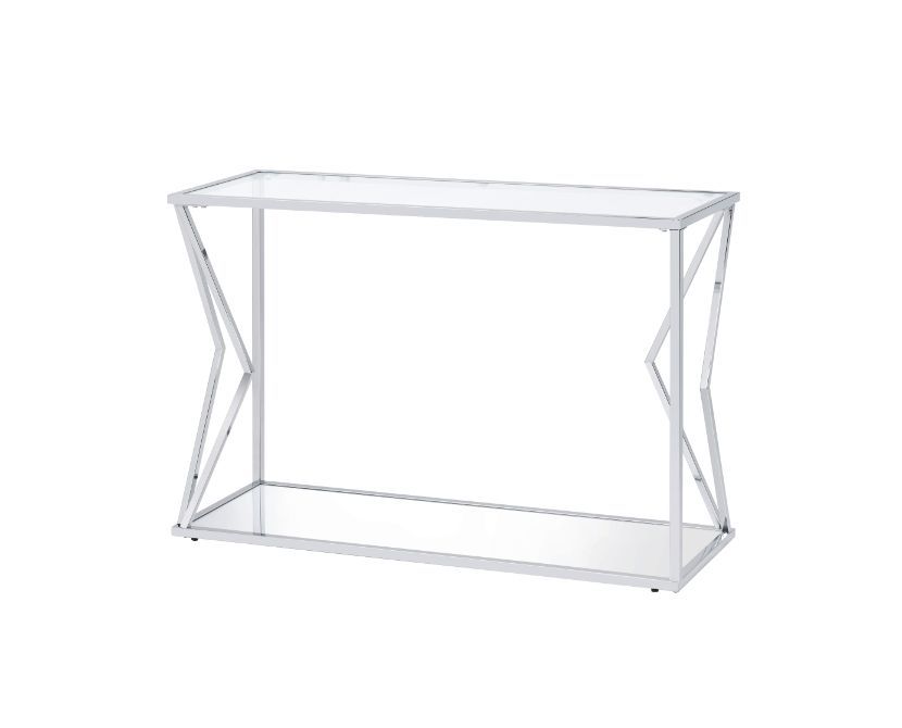 Virtue - Mesa de sofá - Acabado en vidrio transparente y cromo