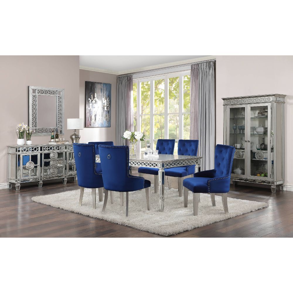 Varian - Dining Table (90"L) - Mirrored & Antique Platinum