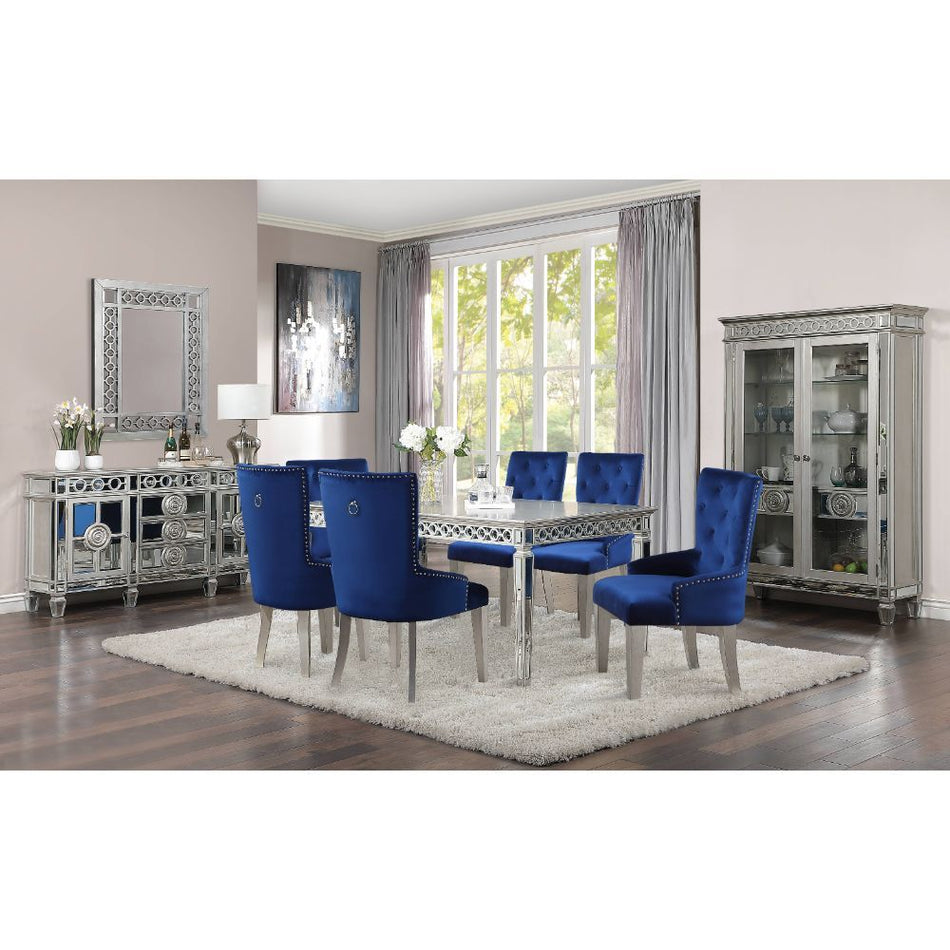 Mesa de comedor Varian con espejo y acabado platino antiguo de 30"