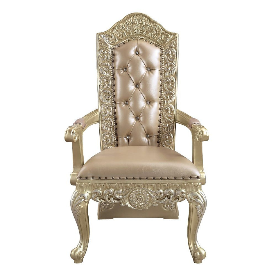 Vatican - Arm Chair (Set of 2) - Synthetic Leather & Champagne Silver