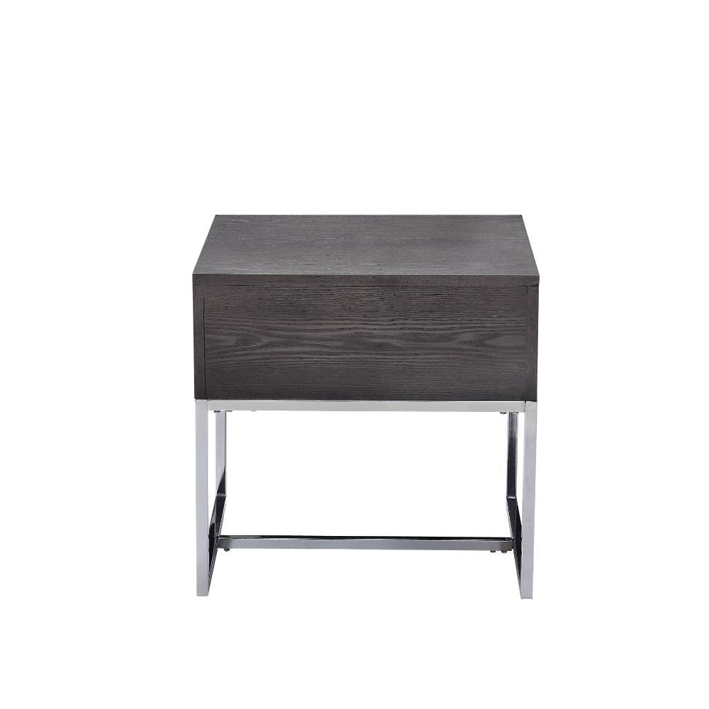 Iban - Mesa auxiliar - Roble gris y cromo