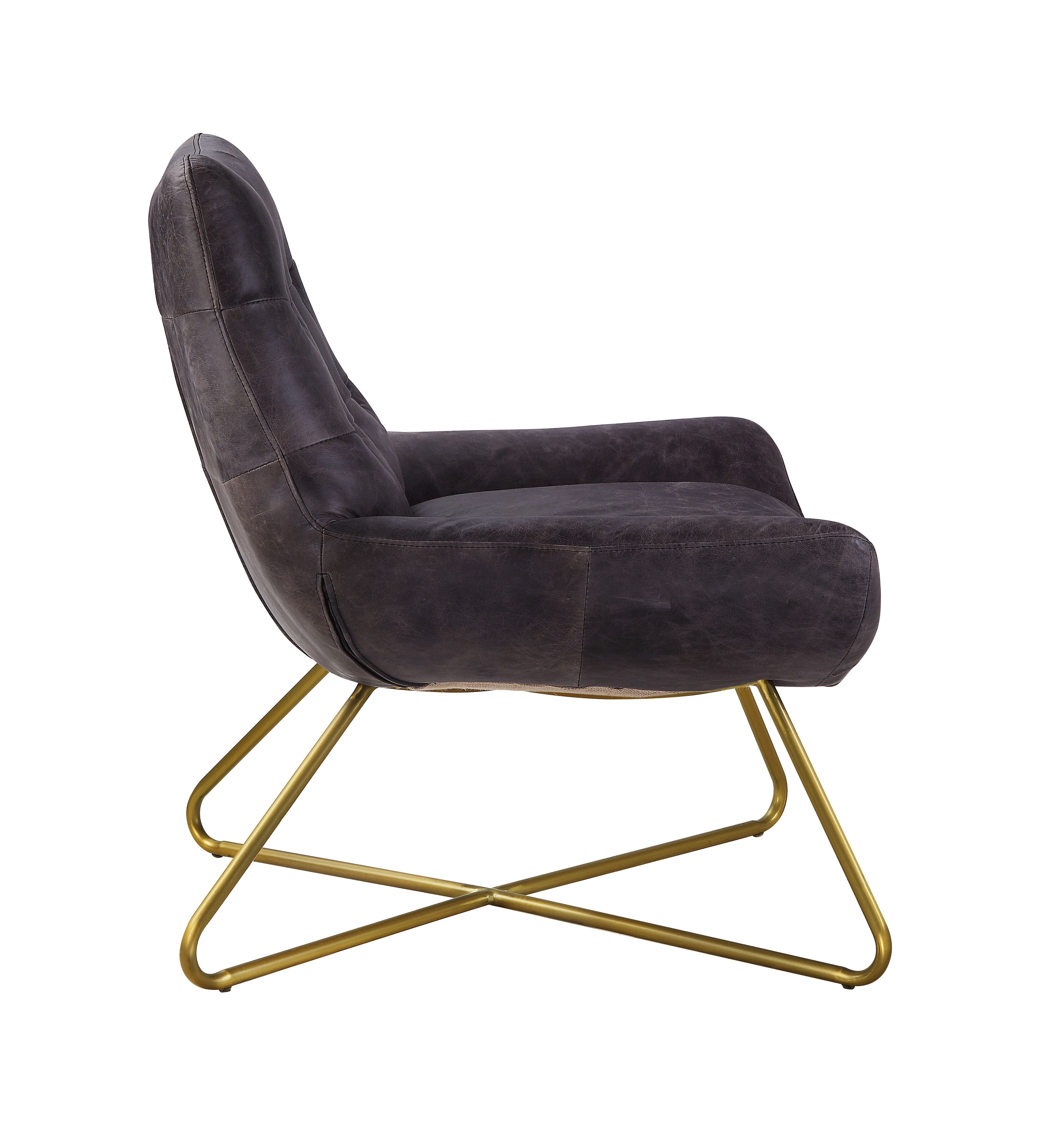 Sillón decorativo Dhalsim: cuero de grano superior color ébano antiguo