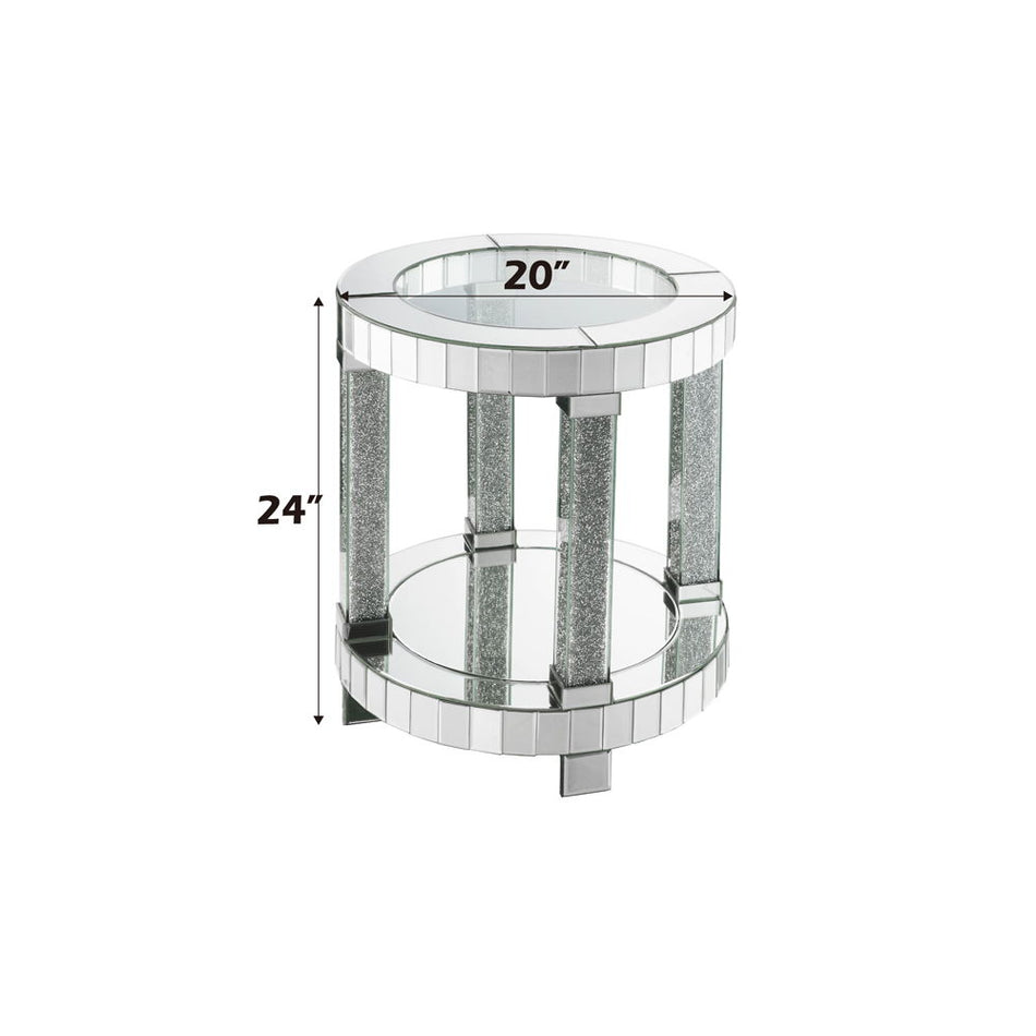 Fafia - Mesa auxiliar - Espejo y gemas falsas