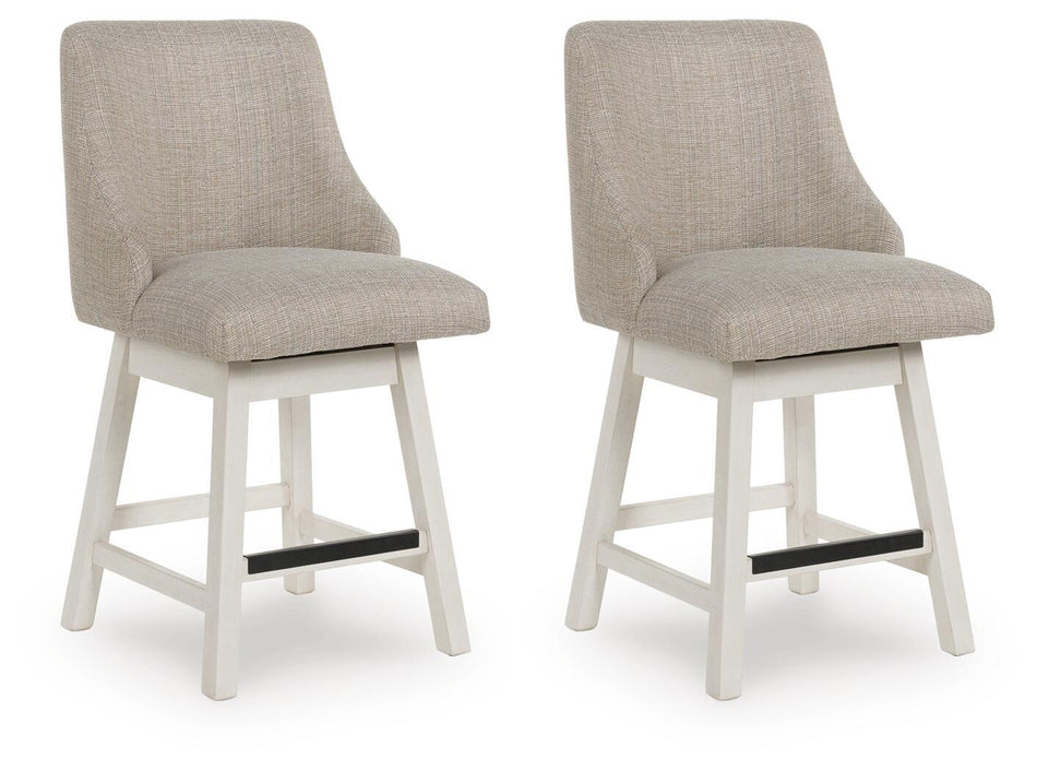 Robbinsdale - Upholstered Swivel Curved Back Barstool (Set of 2) - Antique White