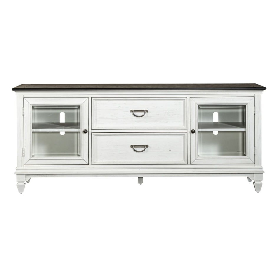 Allyson Park - Entertainment TV Stand - Wirebrushed White / Charcoal