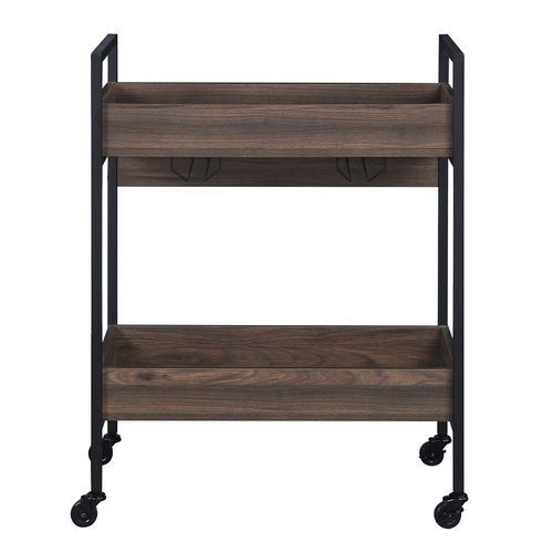 Isla de cocina Jerrick con acabado en nogal y negro