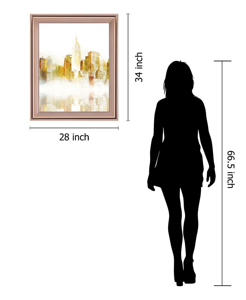 Golden Dawn Skyline - 28" x 34" Framed Wall Art