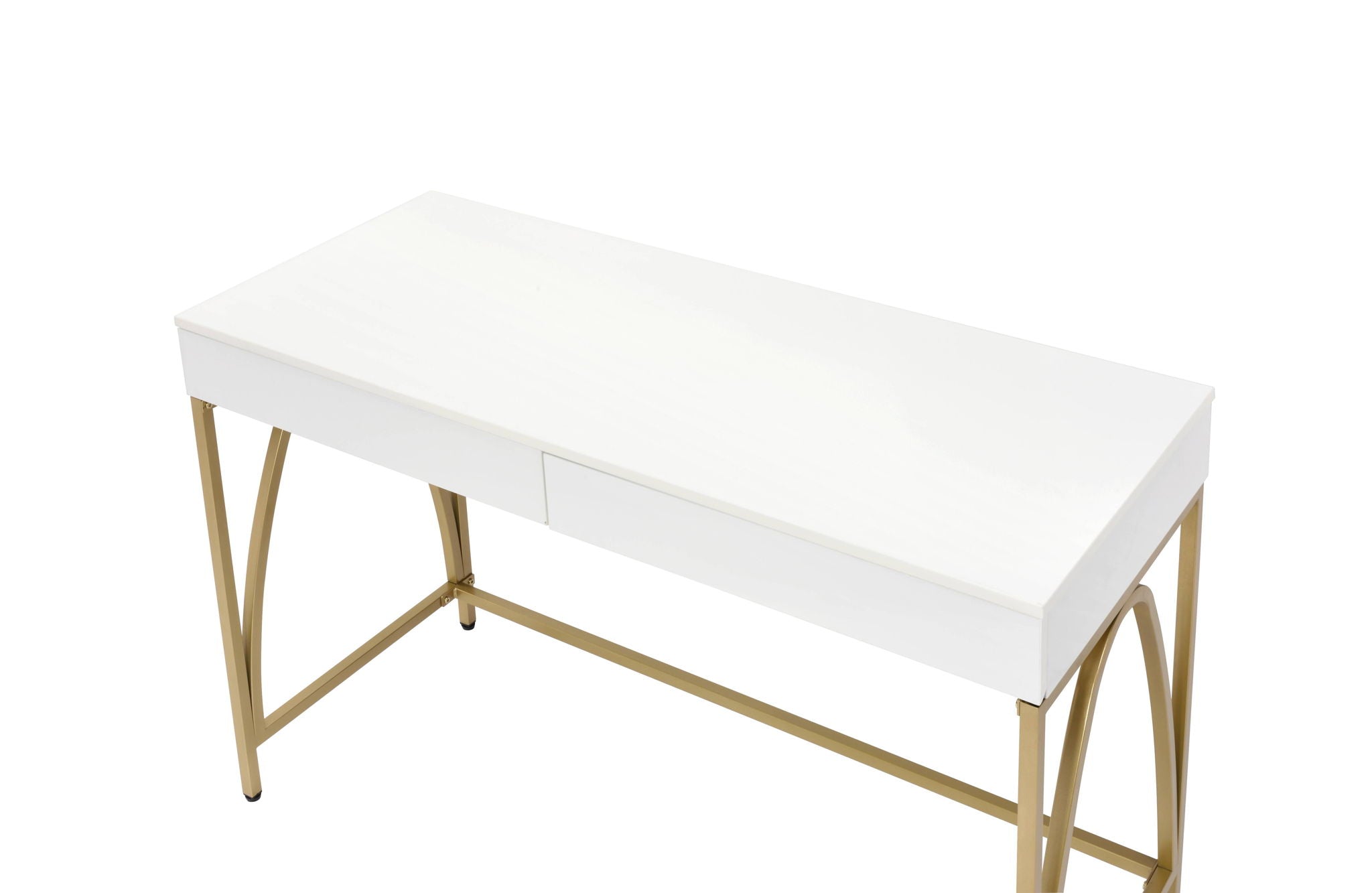 Lightmane - Vanity Desk (Same 92660) - White High Gloss & Gold