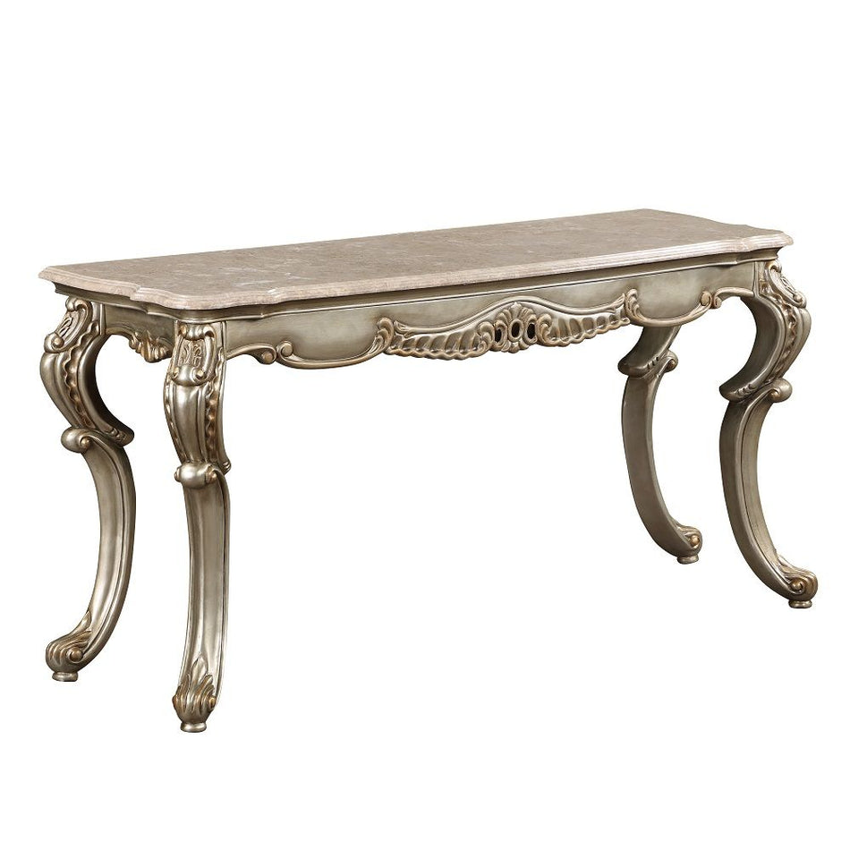 Miliani - Sofa Table With Marble Top - Natural Marble Top & Antique Bronze